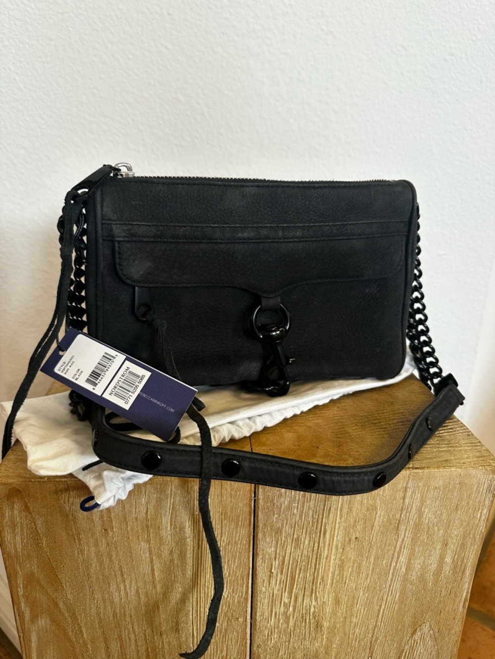 Rebecca Minkoff Mini Mac Black Leather Crossbody with Chain Strap